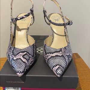 New! Vince Camuto Black and White Snakeskin Pumps